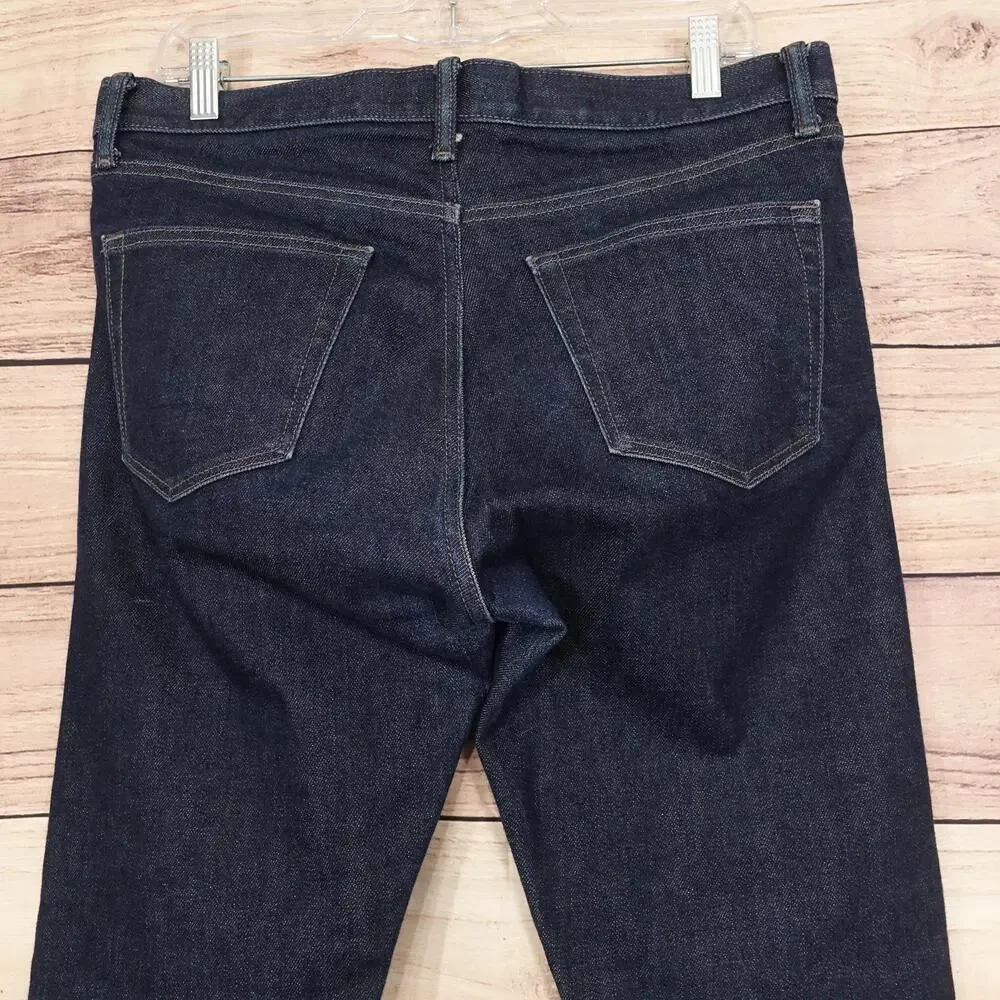 Uniqlo Jeans Mens 32x32 Blue Dark Wash Slim Fit Stretch Denim SELVEDGE